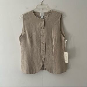 Joie NWT Linen Vest Beige Size Small Coastal Annie Hall